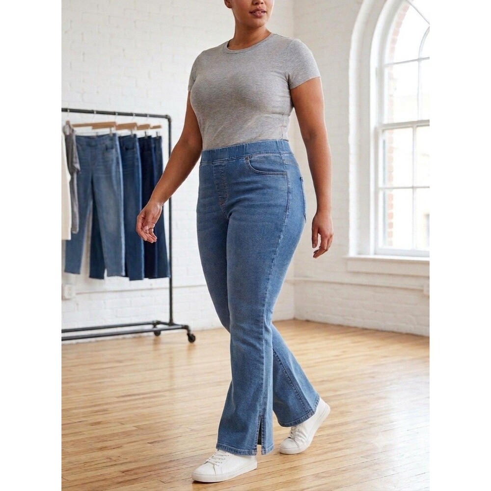 Logo Lori Goldstein 2 In 1 Womens Flare Jeans Sz XL Shape Recovery and Fit New